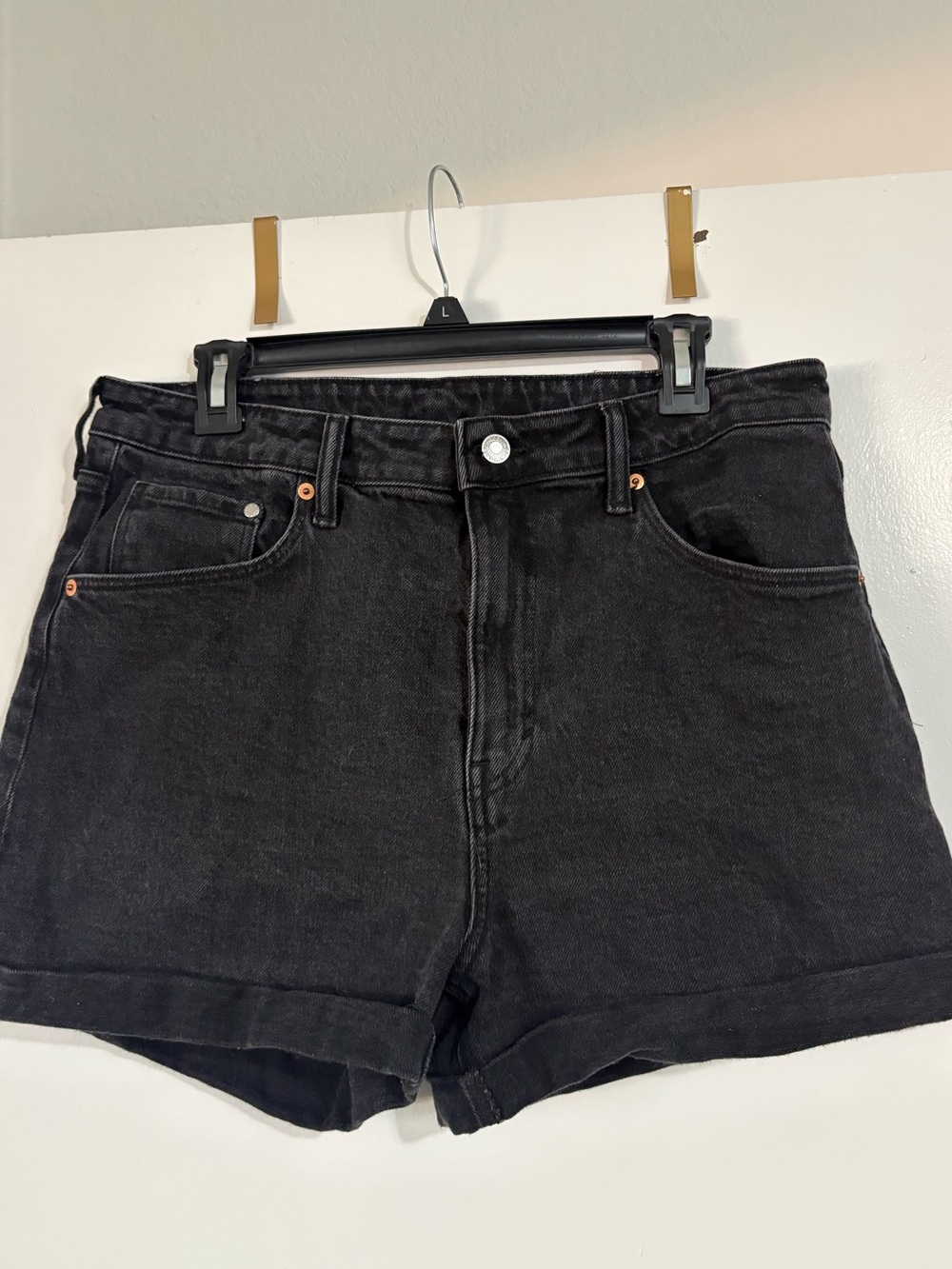High-Waist Black Denim Shorts